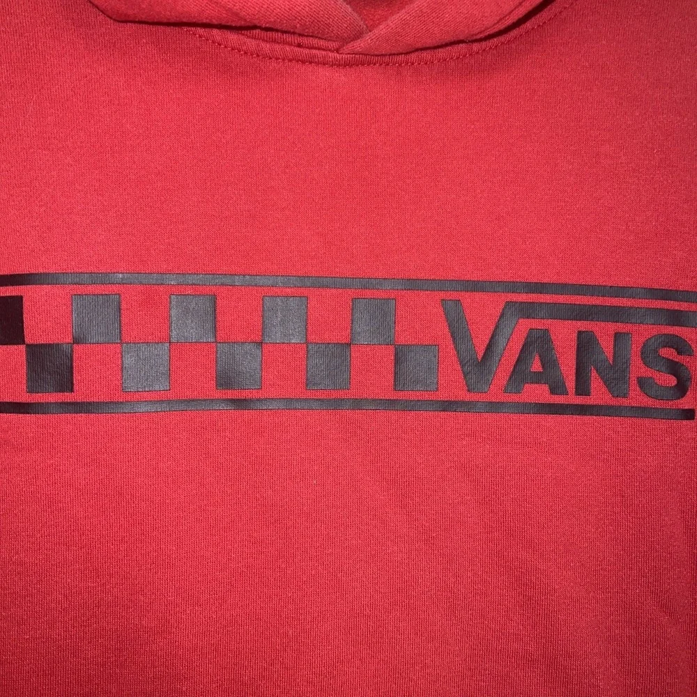 VANS Off The Wall‎ Hoodie Youth Size L Red Pullover Skateboarding Logo Sweater